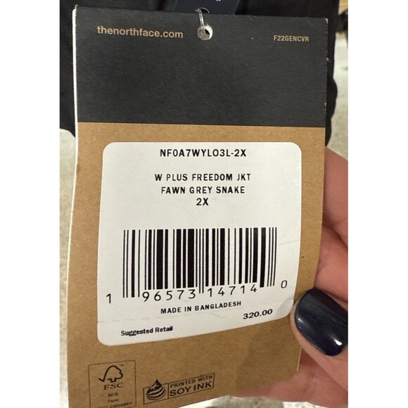 The North Face Freedom Insulated Jacket Women 2X Fawn Grey Snake Print New $320 - Picture 10 of 16